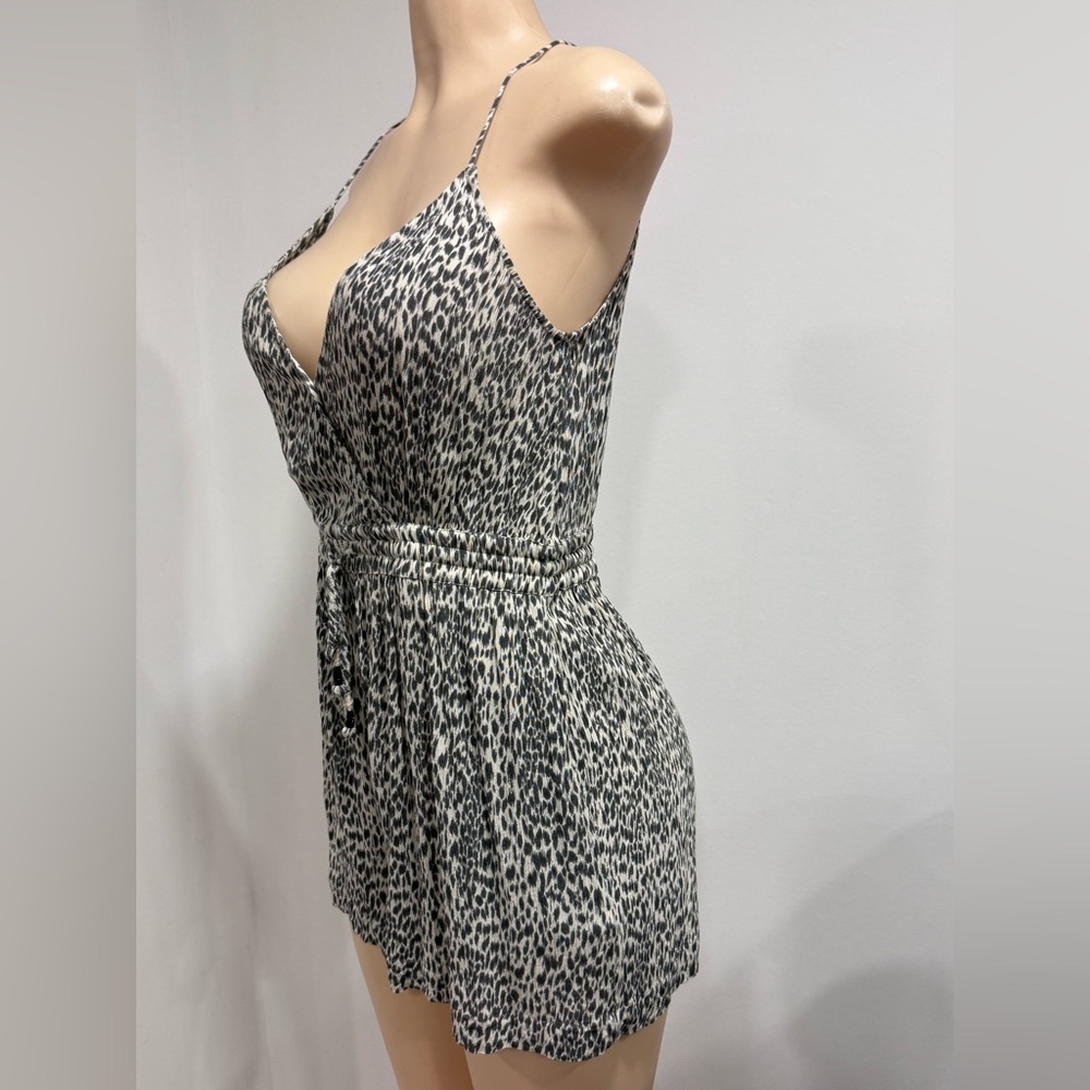 All Saints Maya Romper Playsuit Pockets Leopard Animal Print Size Medium - Picture 3 of 8